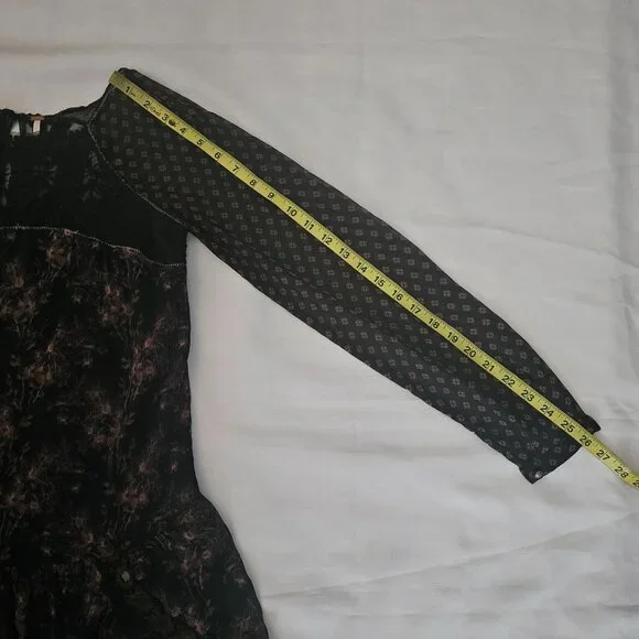 Free People Women's Midnight Garden Combo Sheer Long Sleeve Elsie Dress XS/TP - Picture 13 of 14